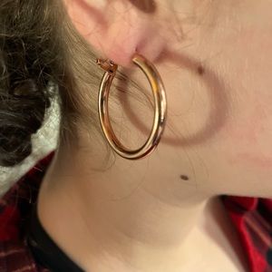 Brand new Rose gold hoops, hollow tube hoops, in stainless steel. Hypoallergenic